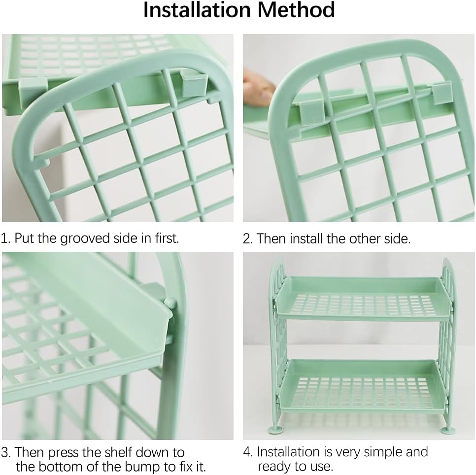 Desktop Rack Cosmetic Stationery Storage Holder, 2-Tier Multifunctional Plastic Shelf Makeup Organizer for Skincare Office Kitchen Bedroom Bathroom Home (Lemon Yellow)