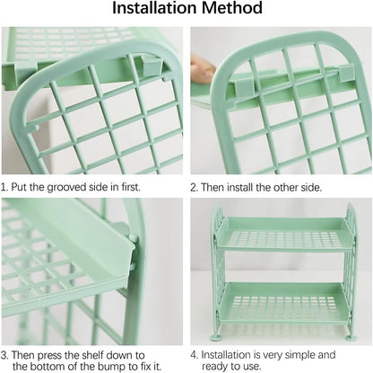 Desktop Rack Cosmetic Stationery Storage Holder, 2-Tier Multifunctional Plastic Shelf Makeup Organizer for Skincare Office Kitchen Bedroom Bathroom Home (Lemon Yellow)