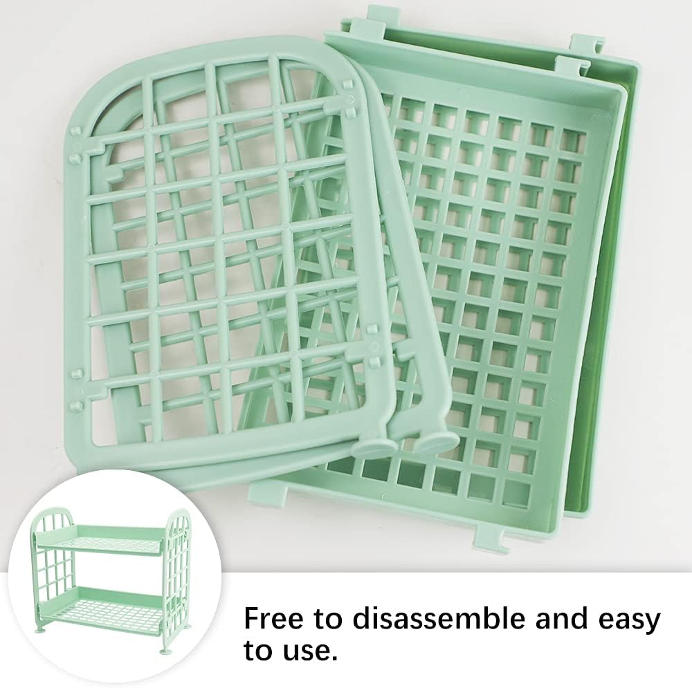 Desktop Rack Cosmetic Stationery Storage Holder, 2-Tier Multifunctional Plastic Shelf Makeup Organizer for Skincare Office Kitchen Bedroom Bathroom Home (Lemon Yellow)