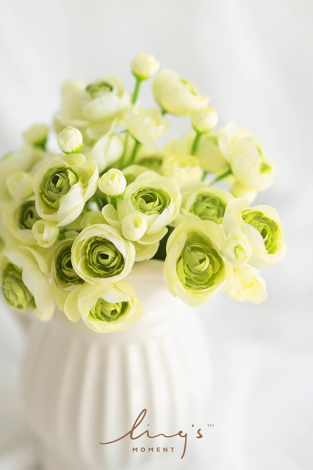 Fake Flowers Artificial Flower Faux Silk Ranunculus Yellow | Silk Flower, Realistic Artificial Flowers, Flowers for Vase, Real Touch Flowers, Table Centerpieces, Faux Floral Stems, 18pcs