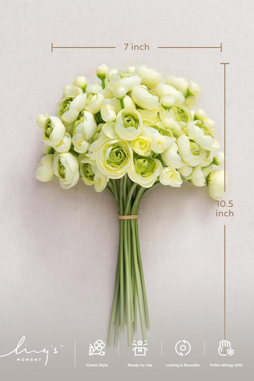 Fake Flowers Artificial Flower Faux Silk Ranunculus Yellow | Silk Flower, Realistic Artificial Flowers, Flowers for Vase, Real Touch Flowers, Table Centerpieces, Faux Floral Stems, 18pcs