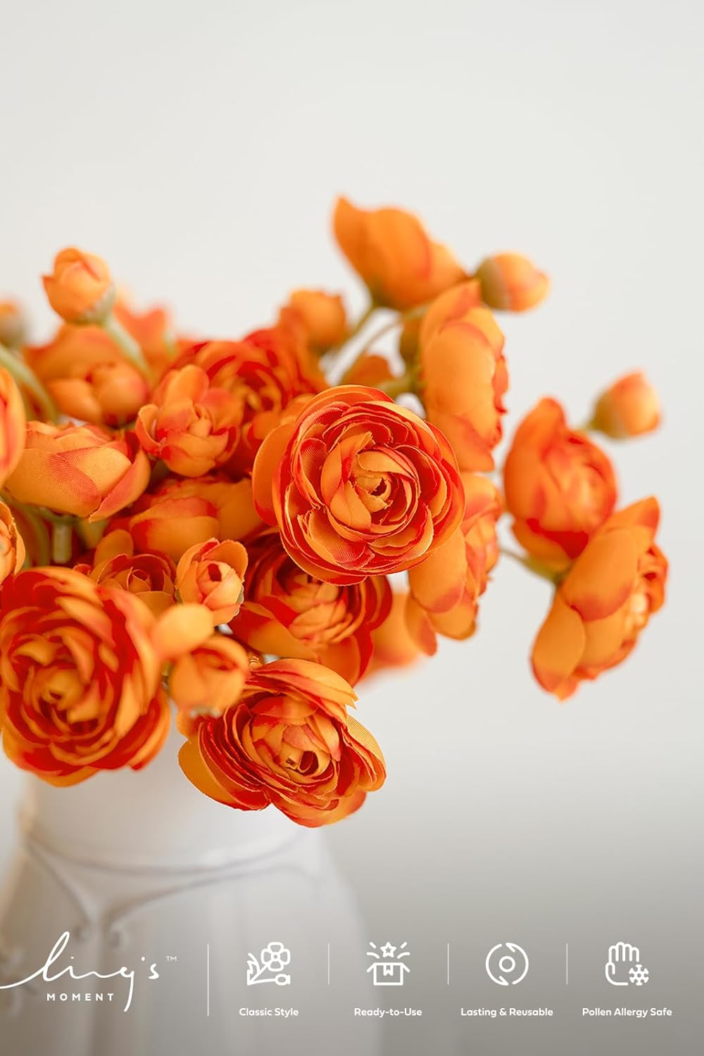 Fake Flowers Artificial Flower Faux Silk Ranunculus Yellow | Silk Flower, Realistic Artificial Flowers, Flowers for Vase, Real Touch Flowers, Table Centerpieces, Faux Floral Stems, 18pcs