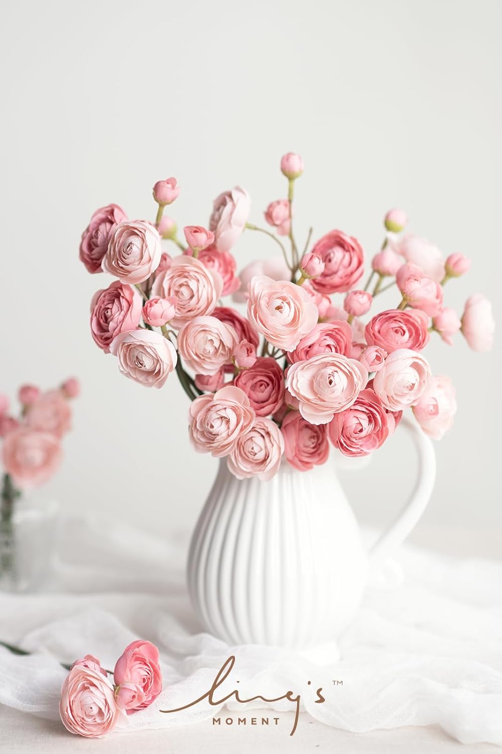 Fake Flowers Artificial Flower Faux Silk Ranunculus Yellow | Silk Flower, Realistic Artificial Flowers, Flowers for Vase, Real Touch Flowers, Table Centerpieces, Faux Floral Stems, 18pcs