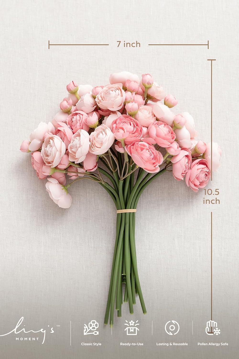 Fake Flowers Artificial Flower Faux Silk Ranunculus Yellow | Silk Flower, Realistic Artificial Flowers, Flowers for Vase, Real Touch Flowers, Table Centerpieces, Faux Floral Stems, 18pcs