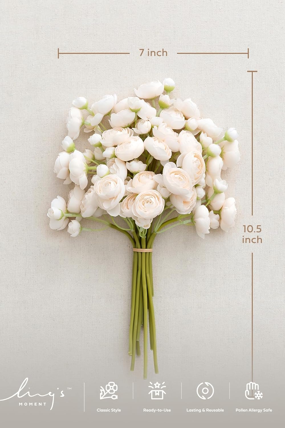 Fake Flowers Artificial Flower Faux Silk Ranunculus Yellow | Silk Flower, Realistic Artificial Flowers, Flowers for Vase, Real Touch Flowers, Table Centerpieces, Faux Floral Stems, 18pcs