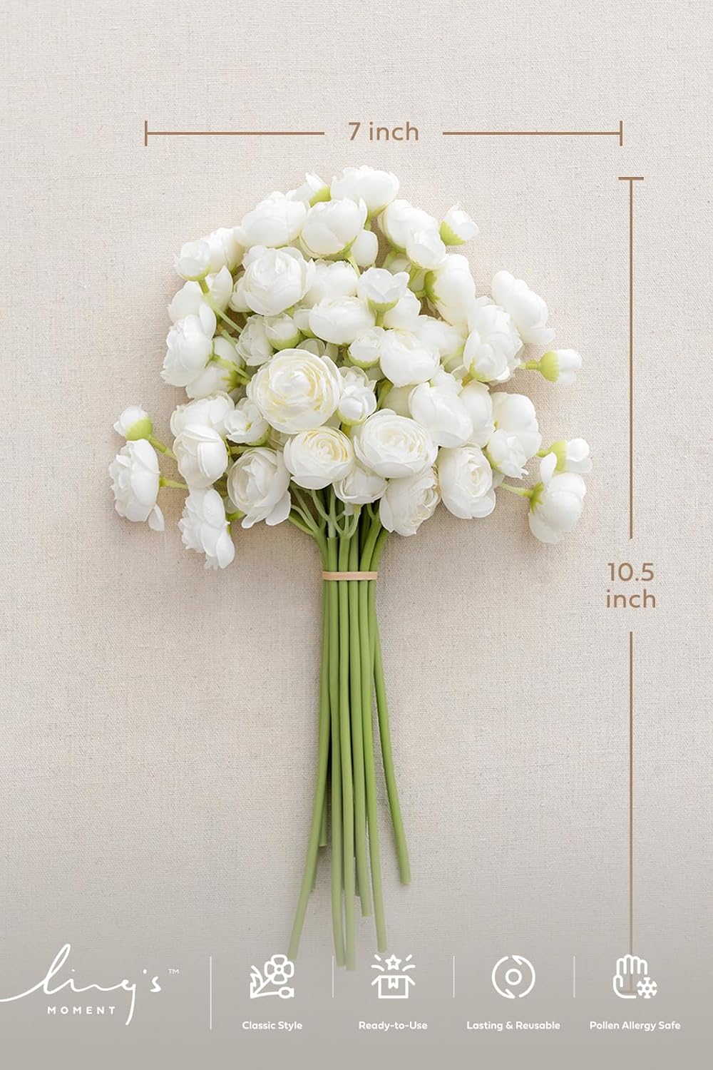 Fake Flowers Artificial Flower Faux Silk Ranunculus Yellow | Silk Flower, Realistic Artificial Flowers, Flowers for Vase, Real Touch Flowers, Table Centerpieces, Faux Floral Stems, 18pcs