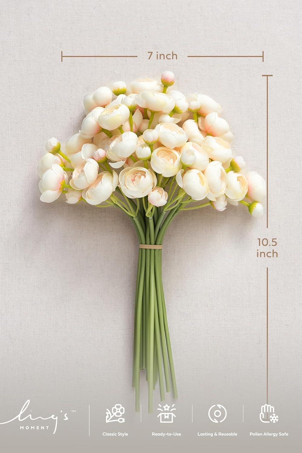 Fake Flowers Artificial Flower Faux Silk Ranunculus Yellow | Silk Flower, Realistic Artificial Flowers, Flowers for Vase, Real Touch Flowers, Table Centerpieces, Faux Floral Stems, 18pcs