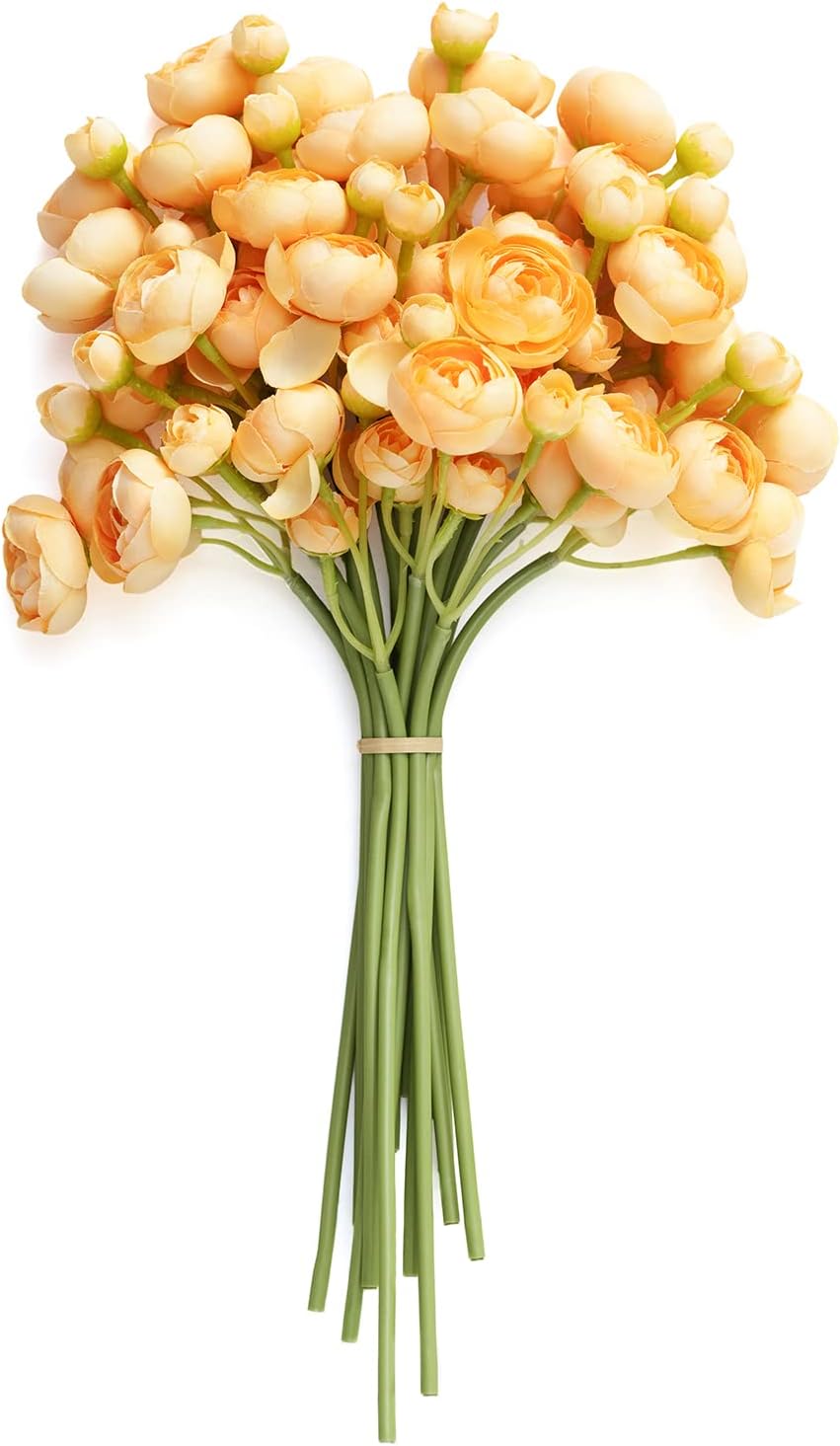 Fake Flowers Artificial Flower Faux Silk Ranunculus Yellow | Silk Flower, Realistic Artificial Flowers, Flowers for Vase, Real Touch Flowers, Table Centerpieces, Faux Floral Stems, 18pcs