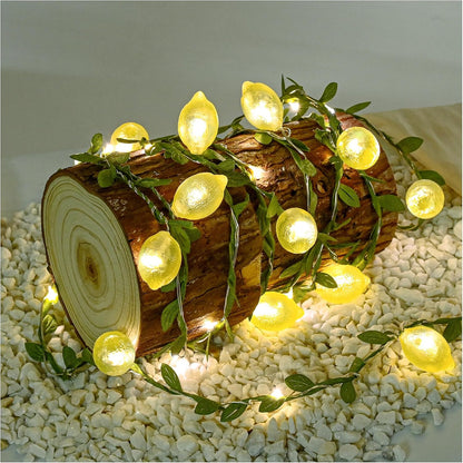 Lemon Decor String Lights, 10FT 40LEDs Lemon Decorative Fairy Lights, Battery Operated USB Plug in with Remote Timer for Bedroom Wedding Kitchen Garden Party Decorations