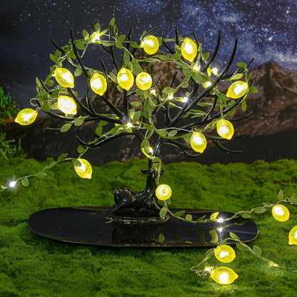 Lemon Decor String Lights, 10FT 40LEDs Lemon Decorative Fairy Lights, Battery Operated USB Plug in with Remote Timer for Bedroom Wedding Kitchen Garden Party Decorations