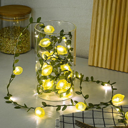 Lemon Decor String Lights, 10FT 40LEDs Lemon Decorative Fairy Lights, Battery Operated USB Plug in with Remote Timer for Bedroom Wedding Kitchen Garden Party Decorations