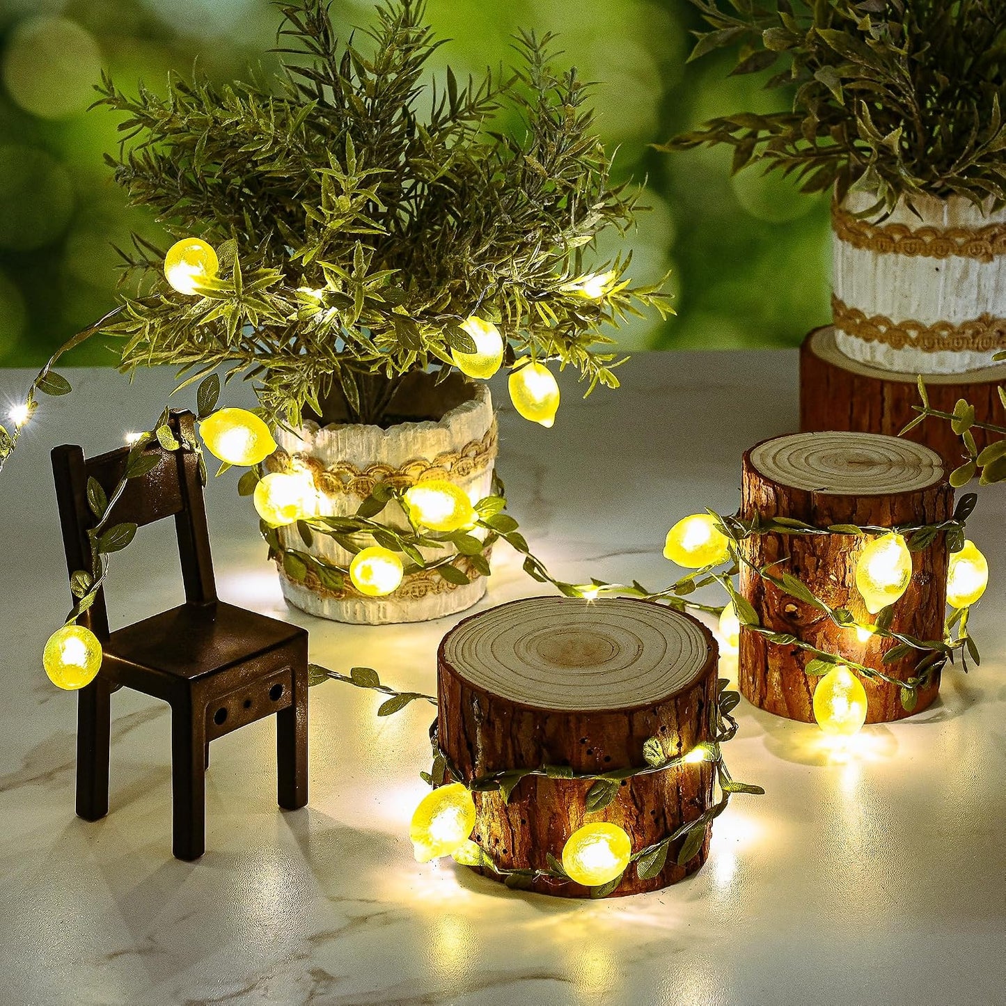 Lemon Decor String Lights, 10FT 40LEDs Lemon Decorative Fairy Lights, Battery Operated USB Plug in with Remote Timer for Bedroom Wedding Kitchen Garden Party Decorations