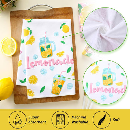 6 Pcs Summer Lemon Kitchen Towels Set 24" x 16" Farmhouse Rustic Yellow Hand Towels Funny Housewife Design for Kitchen Bathroom Decor Holiday Hostess Gift