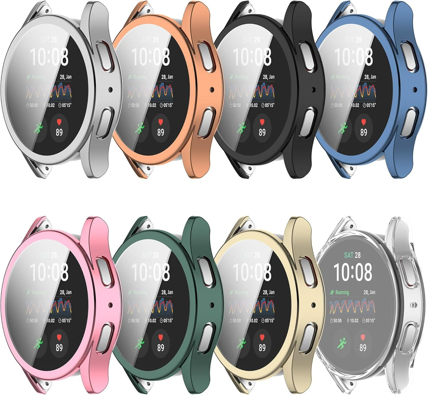 Screen Protector Case Compatible for Samsung Galaxy Watch 7 40mm 44mm Soft TPU Bumper Cover Case Replacement for Galaxy Watch 7 Smart Watch (8Colors, 44MM)