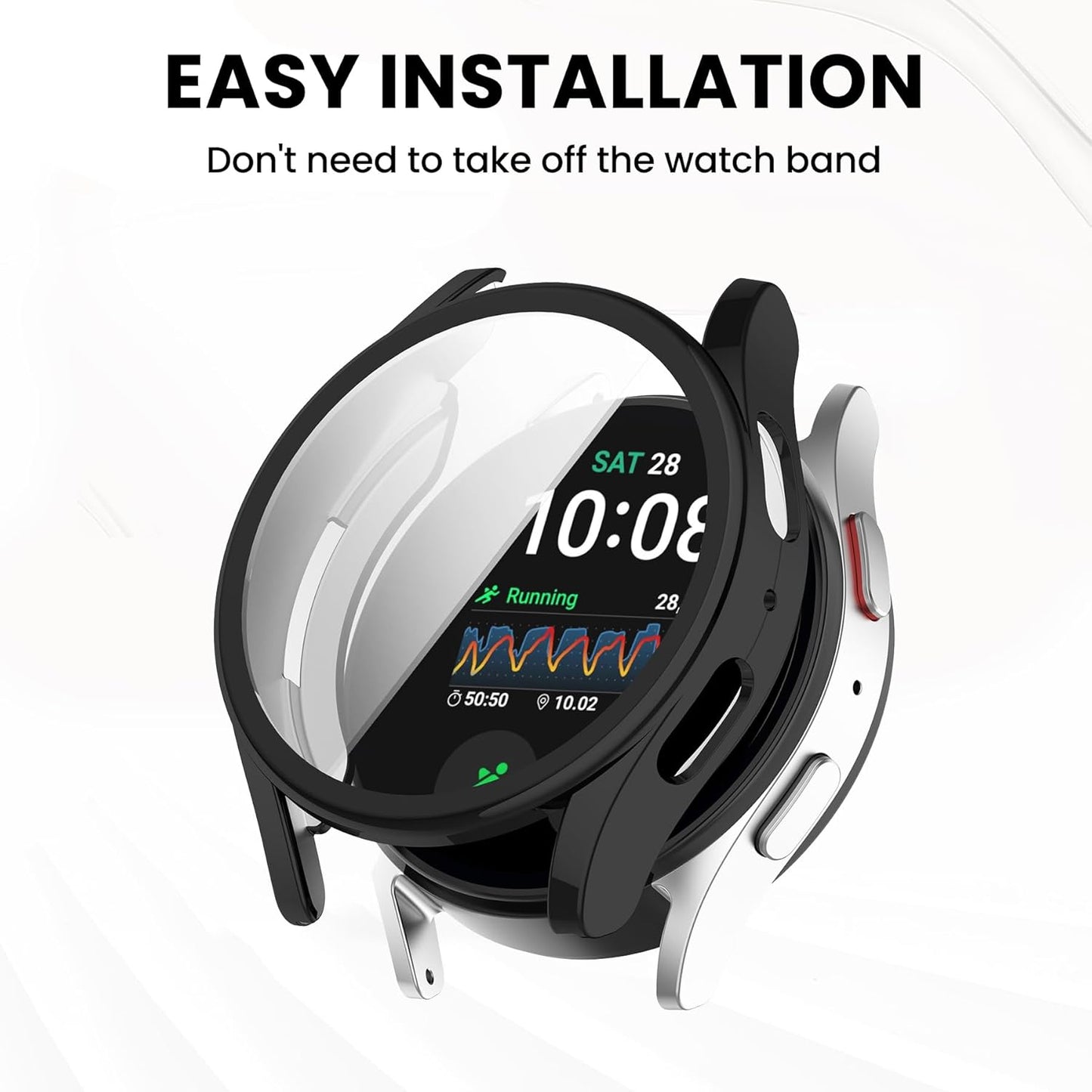 Screen Protector Case Compatible for Samsung Galaxy Watch 7 40mm 44mm Soft TPU Bumper Cover Case Replacement for Galaxy Watch 7 Smart Watch (8Colors, 44MM)
