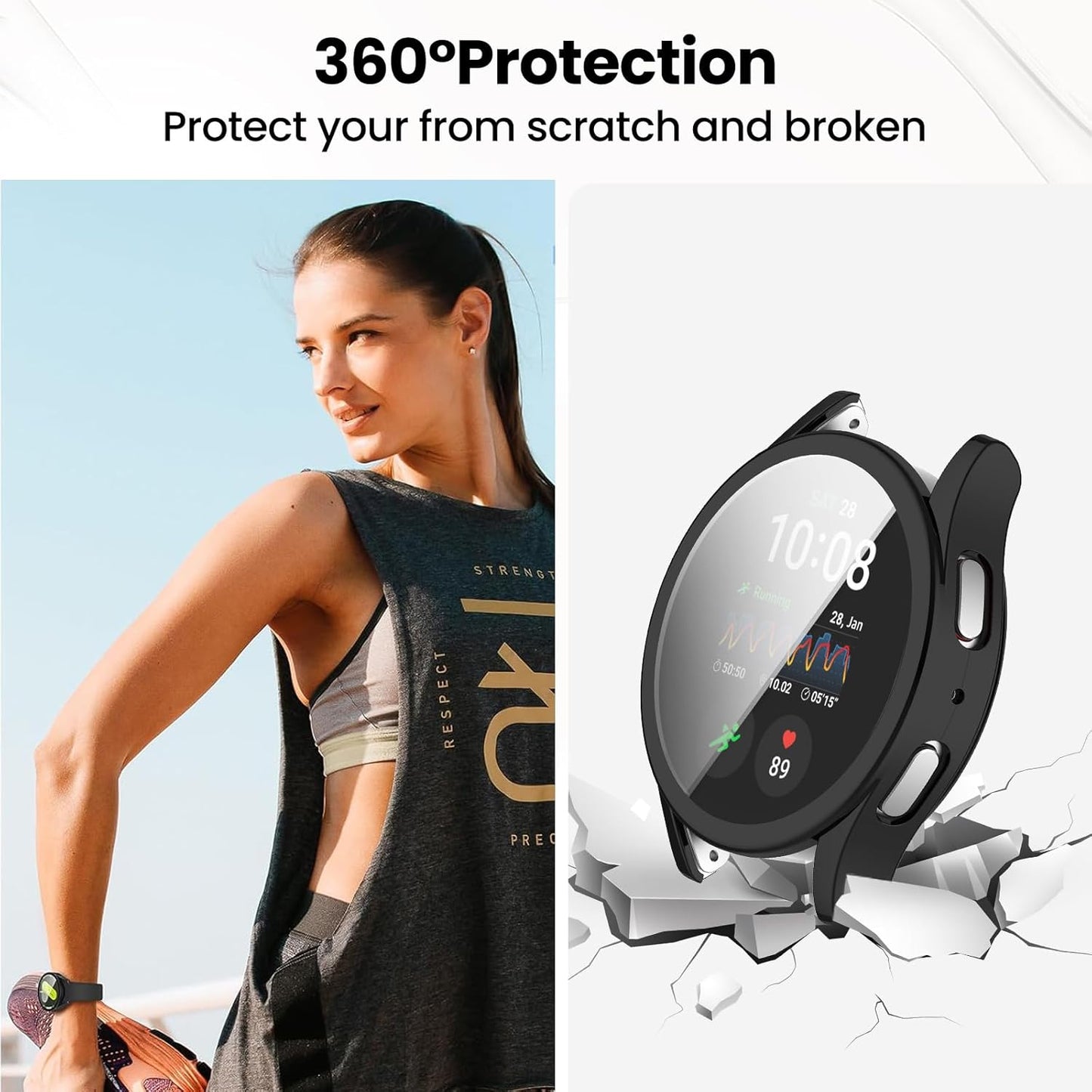 Screen Protector Case Compatible for Samsung Galaxy Watch 7 40mm 44mm Soft TPU Bumper Cover Case Replacement for Galaxy Watch 7 Smart Watch (8Colors, 44MM)