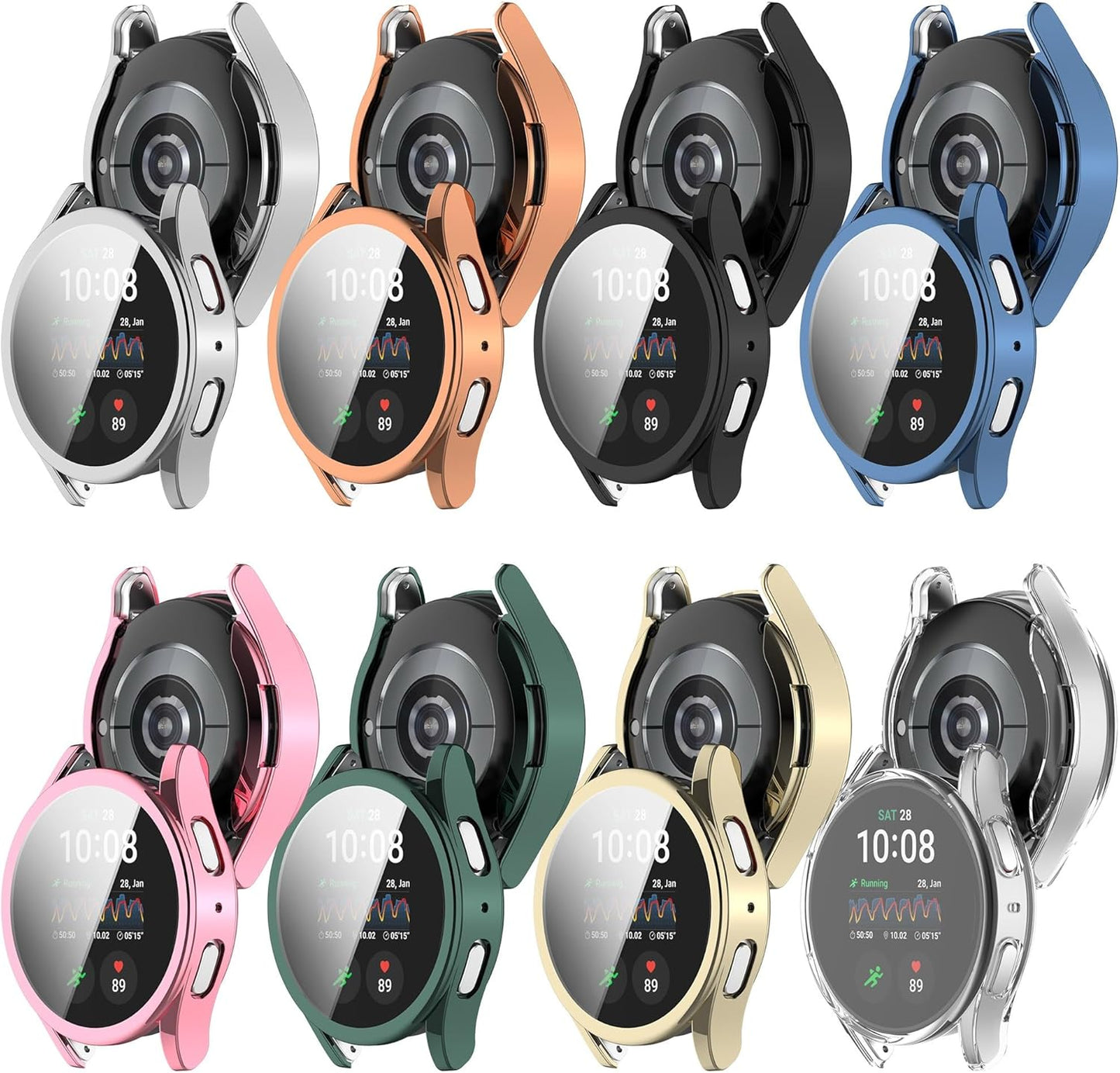 Screen Protector Case Compatible for Samsung Galaxy Watch 7 40mm 44mm Soft TPU Bumper Cover Case Replacement for Galaxy Watch 7 Smart Watch (8Colors, 44MM)