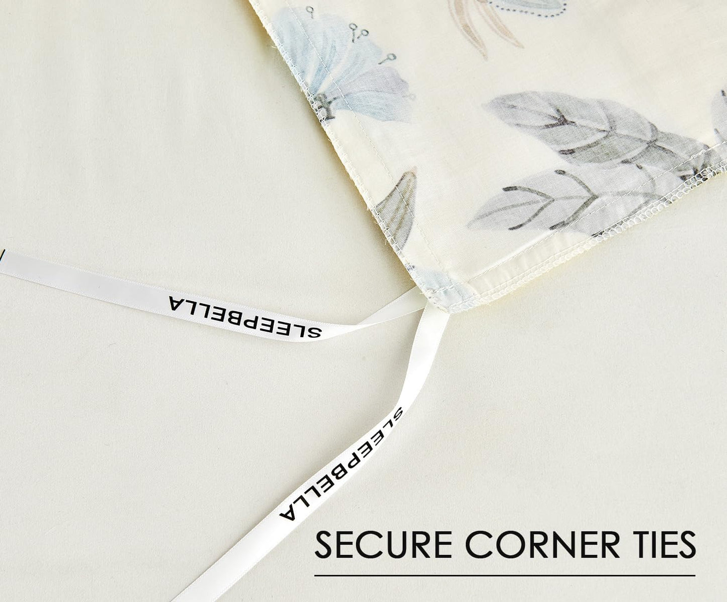Luxury 600 Thread Count Cotton Sateen Queen Size Duvet Cover Set, Buttery Soft & Silky Breathable Bedding, Reversible Blue & Yellow Botanical Quilt Cover with Button Closure