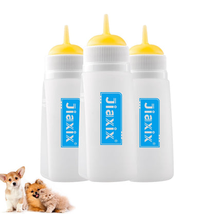 3 Pack Kitten Silicone Bottle Feeding Kit, Medium Flow, Yellow, 75ml, BPA Free, Anti-Colic, Dishwasher Safe