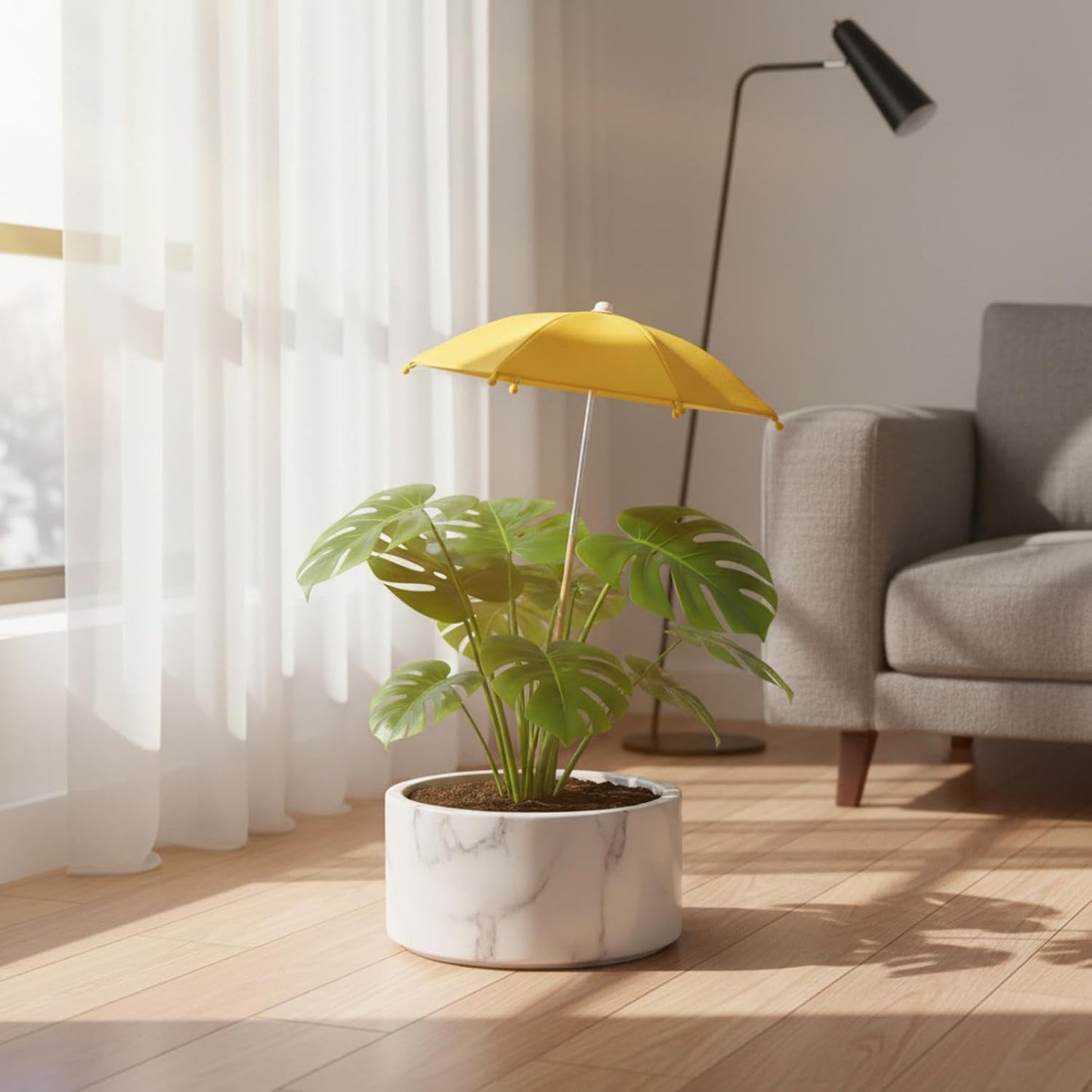 Plant Umbrella, Plants Shade Cover, Simple Installation, Cloth Parasol for Outdoor Plants Vegetables Flower Pot, Yellow