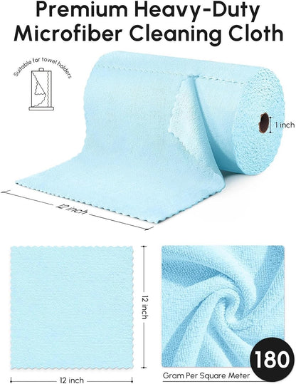 Microfiber Cleaning Cloths Roll 75 Pack 12x12 Inch Lint Free | Tear away design, lint free, washable, scratch free, ultra absorbent, for dish rags and household cleaning, Yellow color