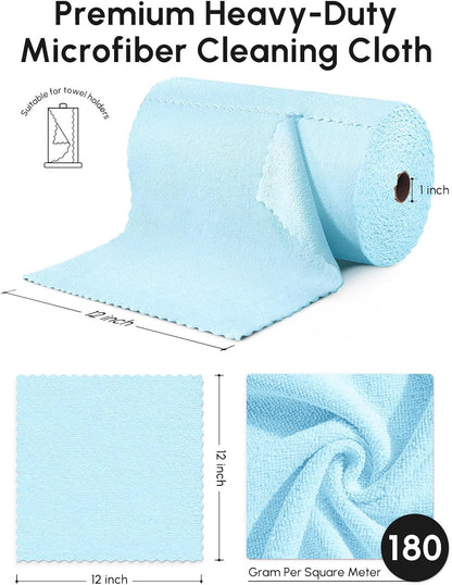 Microfiber Cleaning Cloths Roll 75 Pack 12x12 Inch Lint Free | Tear away design, lint free, washable, scratch free, ultra absorbent, for dish rags and household cleaning, Yellow color