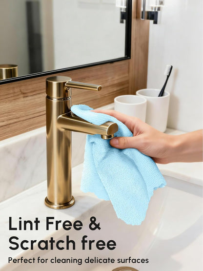 Microfiber Cleaning Cloths Roll 75 Pack 12x12 Inch Lint Free | Tear away design, lint free, washable, scratch free, ultra absorbent, for dish rags and household cleaning, Yellow color