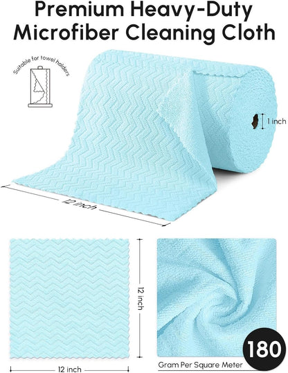 Microfiber Cleaning Cloths Roll 75 Pack 12x12 Inch Lint Free | Tear away design, lint free, washable, scratch free, ultra absorbent, for dish rags and household cleaning, Yellow color