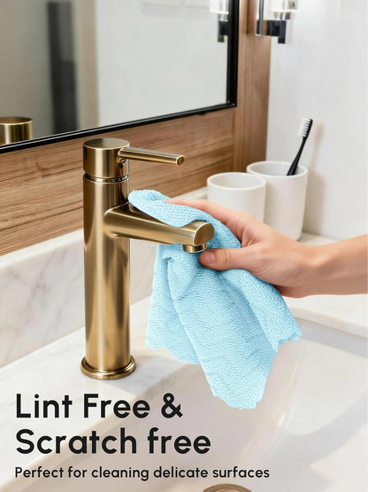 Microfiber Cleaning Cloths Roll 75 Pack 12x12 Inch Lint Free | Tear away design, lint free, washable, scratch free, ultra absorbent, for dish rags and household cleaning, Yellow color