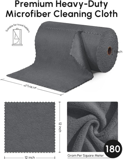 Microfiber Cleaning Cloths Roll 75 Pack 12x12 Inch Lint Free | Tear away design, lint free, washable, scratch free, ultra absorbent, for dish rags and household cleaning, Yellow color