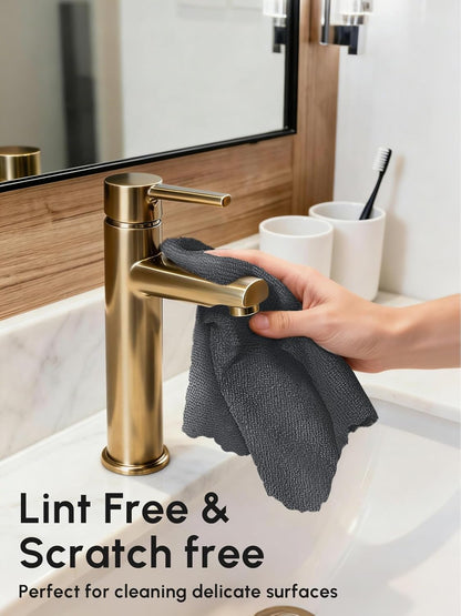 Microfiber Cleaning Cloths Roll 75 Pack 12x12 Inch Lint Free | Tear away design, lint free, washable, scratch free, ultra absorbent, for dish rags and household cleaning, Yellow color