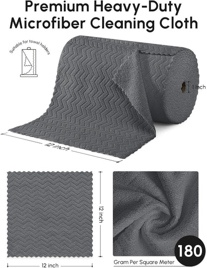Microfiber Cleaning Cloths Roll 75 Pack 12x12 Inch Lint Free | Tear away design, lint free, washable, scratch free, ultra absorbent, for dish rags and household cleaning, Yellow color