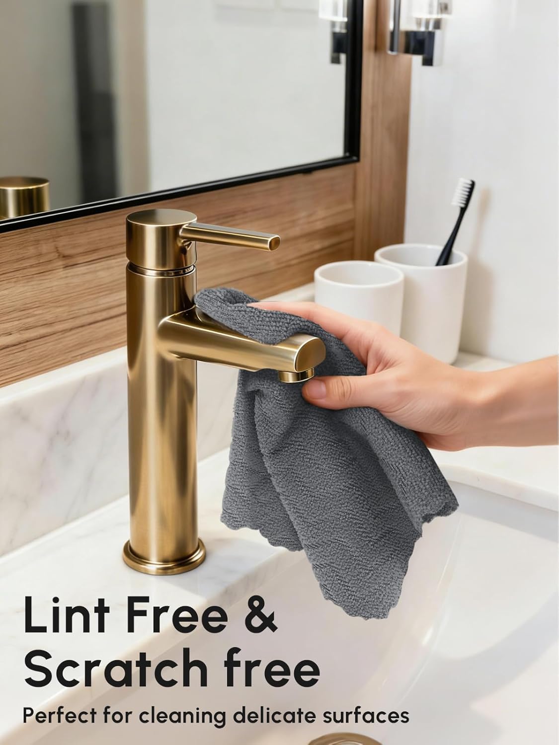 Microfiber Cleaning Cloths Roll 75 Pack 12x12 Inch Lint Free | Tear away design, lint free, washable, scratch free, ultra absorbent, for dish rags and household cleaning, Yellow color