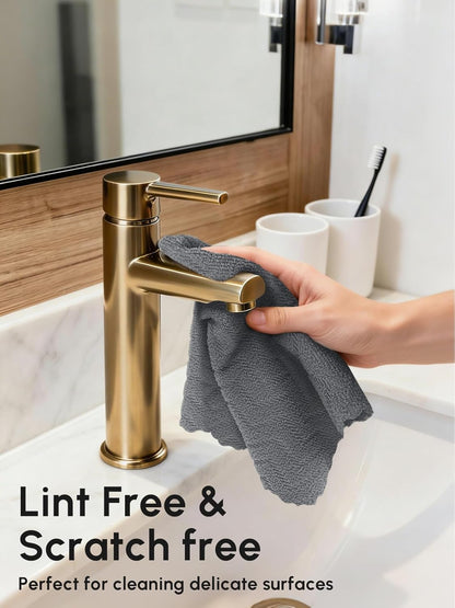 Microfiber Cleaning Cloths Roll 75 Pack 12x12 Inch Lint Free | Tear away design, lint free, washable, scratch free, ultra absorbent, for dish rags and household cleaning, Yellow color