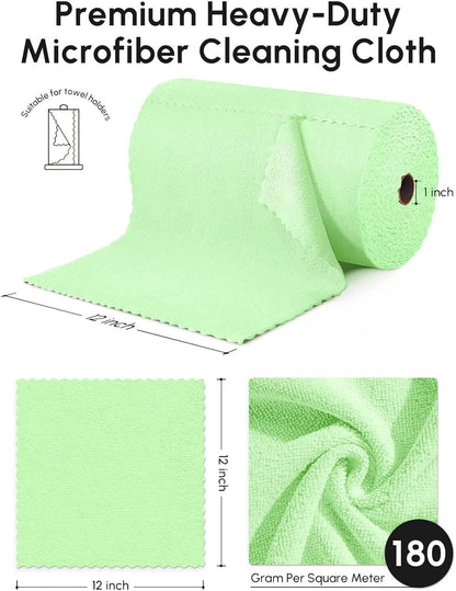 Microfiber Cleaning Cloths Roll 75 Pack 12x12 Inch Lint Free | Tear away design, lint free, washable, scratch free, ultra absorbent, for dish rags and household cleaning, Yellow color