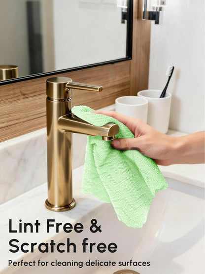 Microfiber Cleaning Cloths Roll 75 Pack 12x12 Inch Lint Free | Tear away design, lint free, washable, scratch free, ultra absorbent, for dish rags and household cleaning, Yellow color