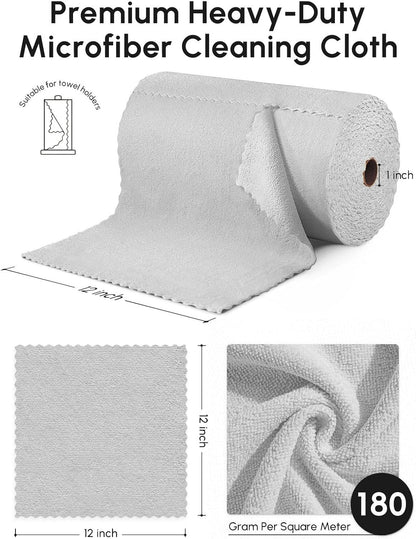 Microfiber Cleaning Cloths Roll 75 Pack 12x12 Inch Lint Free | Tear away design, lint free, washable, scratch free, ultra absorbent, for dish rags and household cleaning, Yellow color