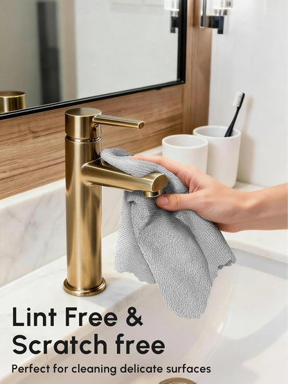 Microfiber Cleaning Cloths Roll 75 Pack 12x12 Inch Lint Free | Tear away design, lint free, washable, scratch free, ultra absorbent, for dish rags and household cleaning, Yellow color