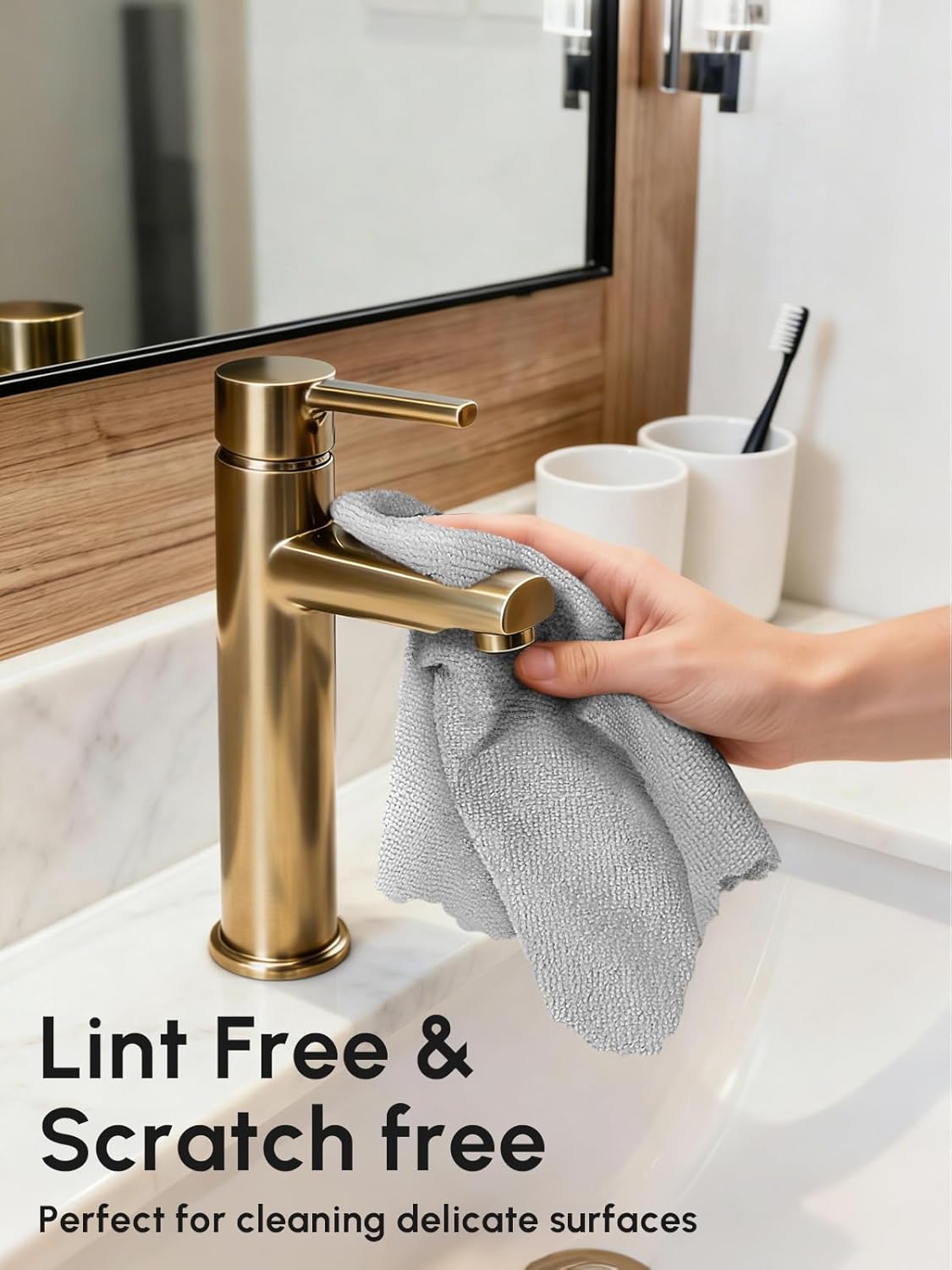 Microfiber Cleaning Cloths Roll 75 Pack 12x12 Inch Lint Free | Tear away design, lint free, washable, scratch free, ultra absorbent, for dish rags and household cleaning, Yellow color
