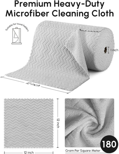 Microfiber Cleaning Cloths Roll 75 Pack 12x12 Inch Lint Free | Tear away design, lint free, washable, scratch free, ultra absorbent, for dish rags and household cleaning, Yellow color