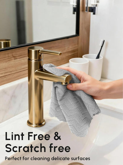 Microfiber Cleaning Cloths Roll 75 Pack 12x12 Inch Lint Free | Tear away design, lint free, washable, scratch free, ultra absorbent, for dish rags and household cleaning, Yellow color