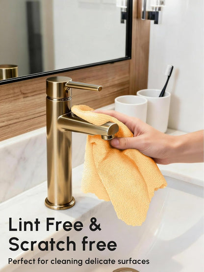 Microfiber Cleaning Cloths Roll 75 Pack 12x12 Inch Lint Free | Tear away design, lint free, washable, scratch free, ultra absorbent, for dish rags and household cleaning, Yellow color