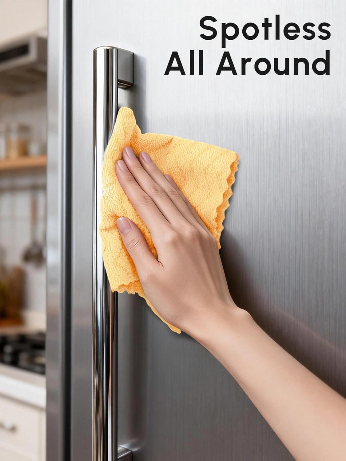 Microfiber Cleaning Cloths Roll 75 Pack 12x12 Inch Lint Free | Tear away design, lint free, washable, scratch free, ultra absorbent, for dish rags and household cleaning, Yellow color