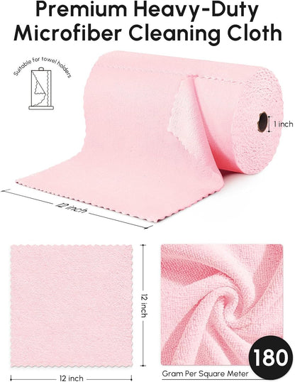 Microfiber Cleaning Cloths Roll 75 Pack 12x12 Inch Lint Free | Tear away design, lint free, washable, scratch free, ultra absorbent, for dish rags and household cleaning, Yellow color