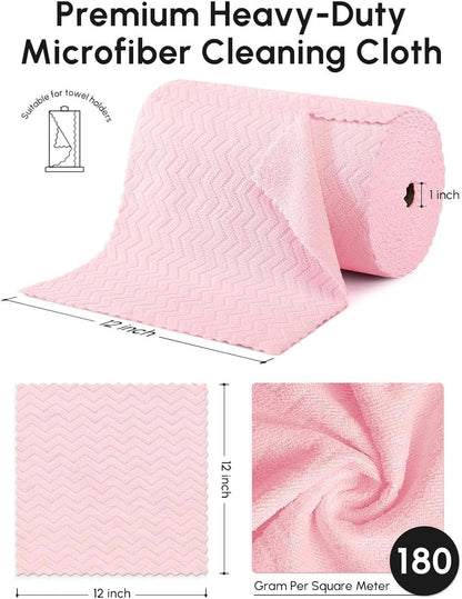 Microfiber Cleaning Cloths Roll 75 Pack 12x12 Inch Lint Free | Tear away design, lint free, washable, scratch free, ultra absorbent, for dish rags and household cleaning, Yellow color