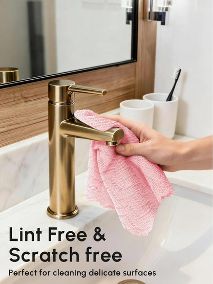 Microfiber Cleaning Cloths Roll 75 Pack 12x12 Inch Lint Free | Tear away design, lint free, washable, scratch free, ultra absorbent, for dish rags and household cleaning, Yellow color