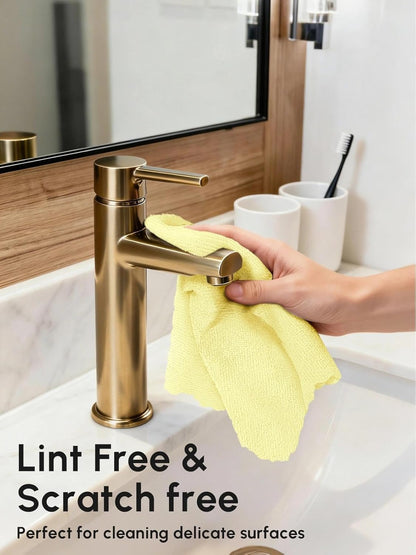 Microfiber Cleaning Cloths Roll 75 Pack 12x12 Inch Lint Free | Tear away design, lint free, washable, scratch free, ultra absorbent, for dish rags and household cleaning, Yellow color