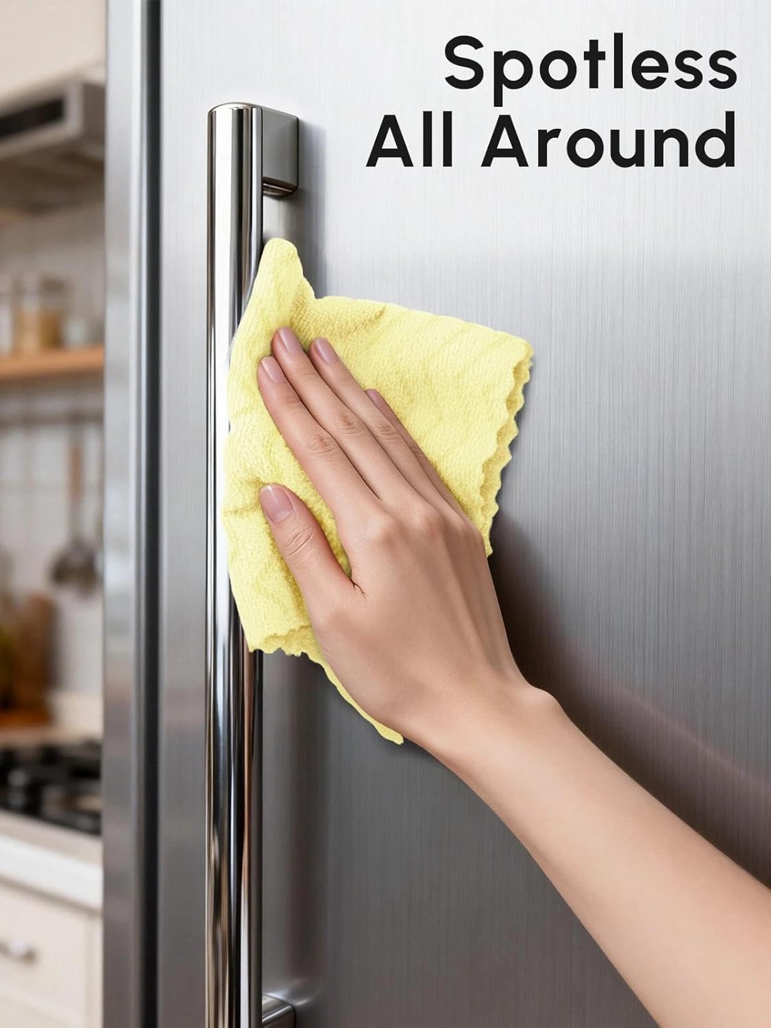 Microfiber Cleaning Cloths Roll 75 Pack 12x12 Inch Lint Free | Tear away design, lint free, washable, scratch free, ultra absorbent, for dish rags and household cleaning, Yellow color