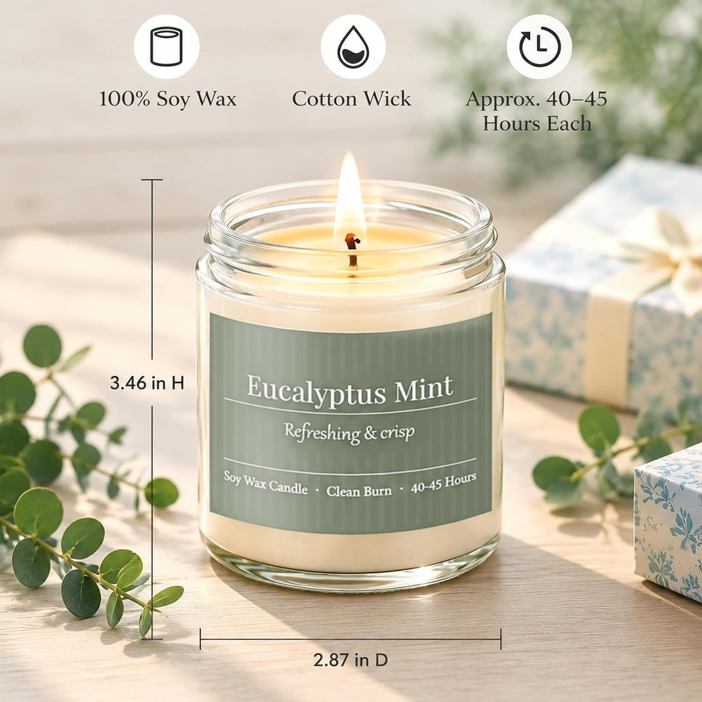 Scented Candles Gift Set,6 Pack Spring Summer Soy Wax Aromatherapy Candles,Lemon Verbena,Coconut Lime,Sea Salt Breeze, Citrus Basil, Eucalyptus Mint & Cherry Blossom
