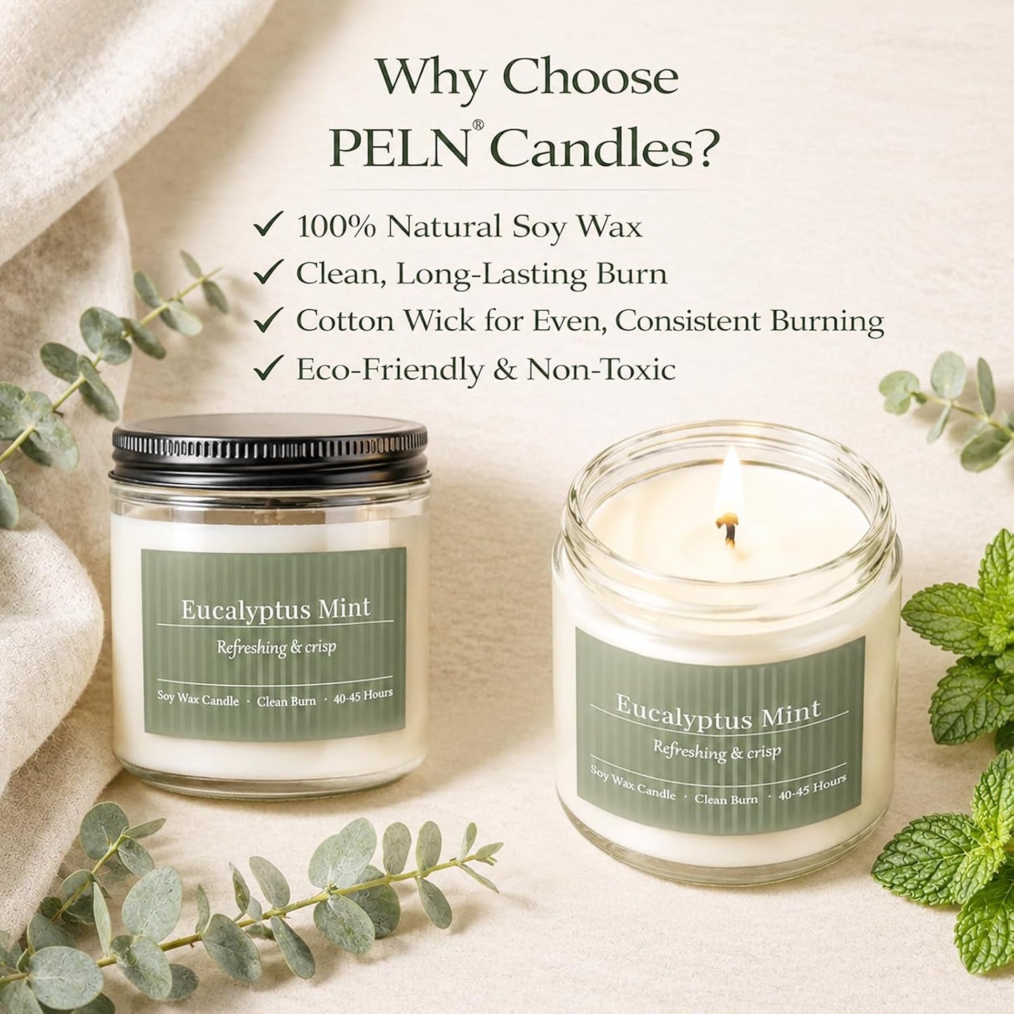 Scented Candles Gift Set,6 Pack Spring Summer Soy Wax Aromatherapy Candles,Lemon Verbena,Coconut Lime,Sea Salt Breeze, Citrus Basil, Eucalyptus Mint & Cherry Blossom